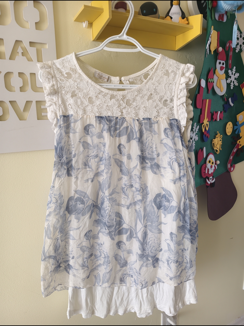 Silk Lace Blue Floral BabyDoll Top
